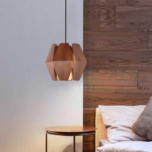 Подвесной светильник FIORE. Подвесной светильник с деревянным абажуром в виде бутона цветка