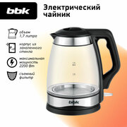 Чайник электрический BBK EK1728G черный, объем 1.7 л, мощность 1850-2200 Вт