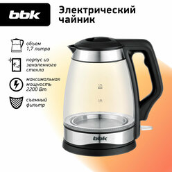 Чайник электрический BBK EK1728G черный, объем 1.7 л, мощность 1850-2200 Вт