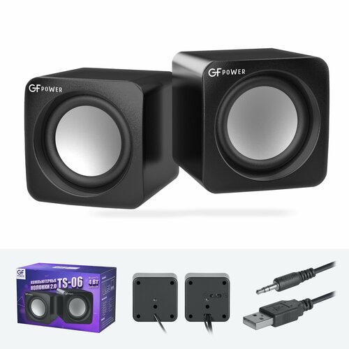 Колонки для компьютера GFPoWeR TS-06 20 4Вт питание от USB чёрный 43800₽