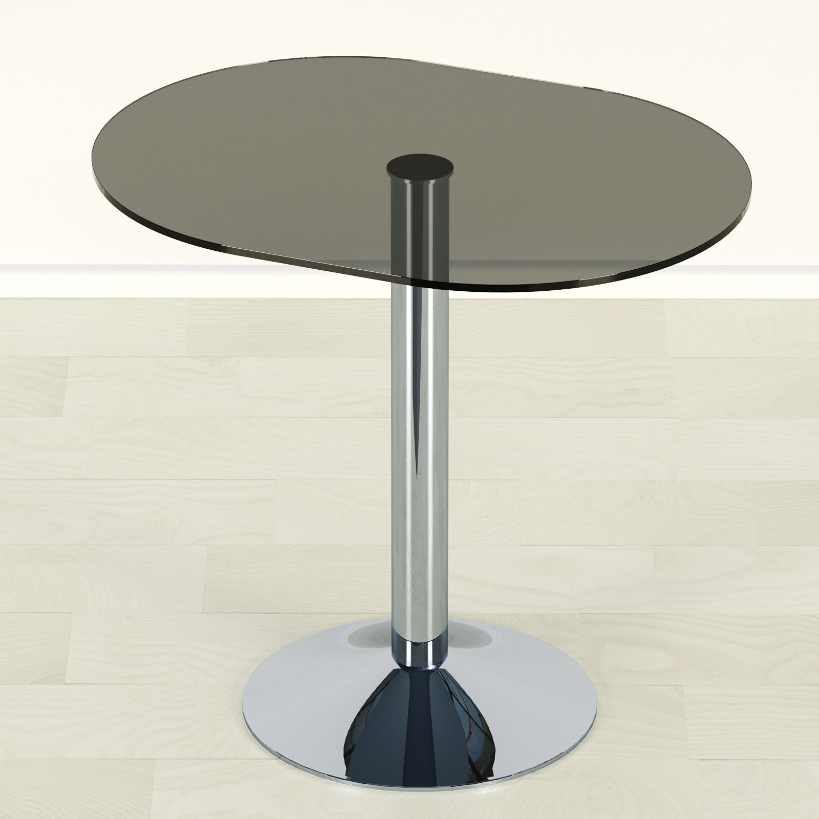 Стеклянный стол для кухни Троя 23 серый/хром (700х600)