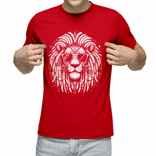 мужская футболка лев в очках m белый Футболка Us Basic, размер XL, красный