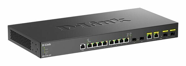 Настраиваемый L2+ коммутатор D-Link DXS-1210-12TC/B1A, с 8 портами 10GBase-T, 2 портами 10GBase-X SFP+ и 2 комбо-портами 10GBase-T/SFP+