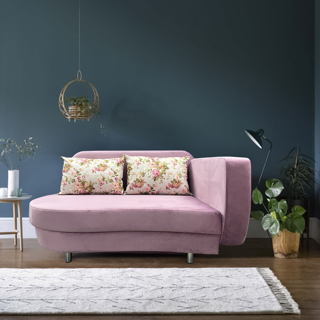 Прямой диван - тахта Бали 151х92х84 см, механизм еврокнижка, розовый, правый угол