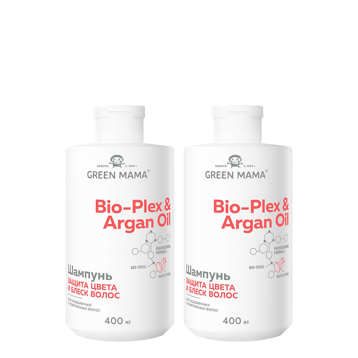 Шампунь BIO-PLEX & ARGAN OIL для защиты цвета GREEN MAMA с маслом арганы 400 мл - 2 шт