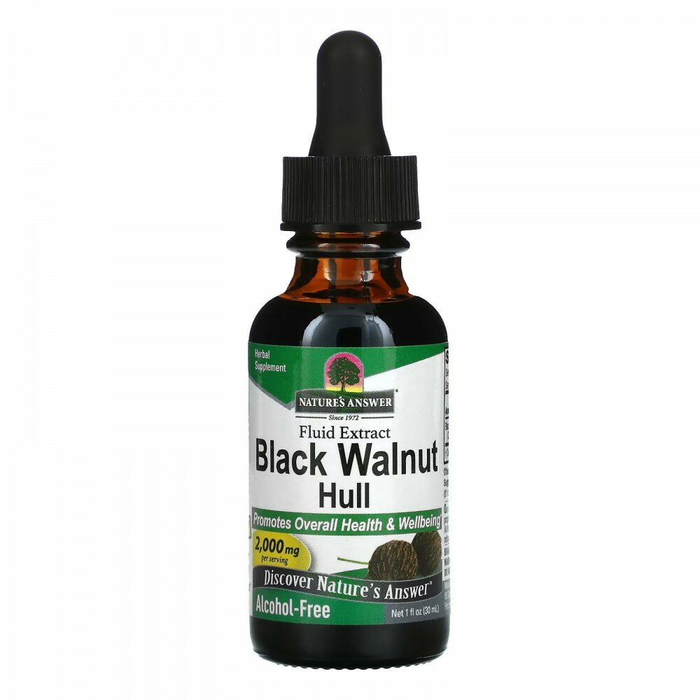 Nature's Answer Скорлупа черного ореха жидкий экстракт без спирта 2000 мг 30 мл (1 жидк. унция)