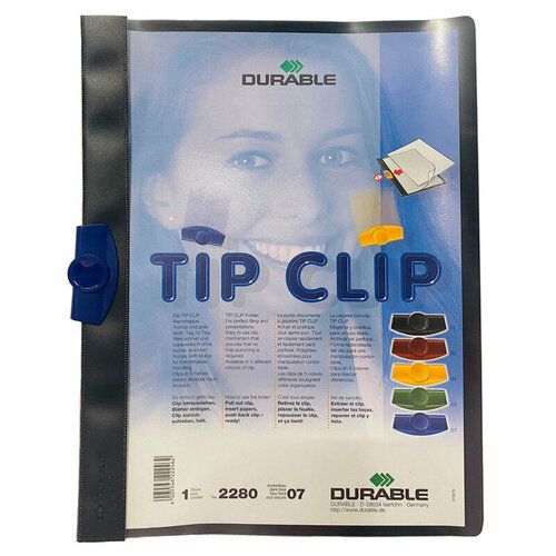 Папка с клипом Durable Tipclip, с прижимным механизмом, А4 Синий