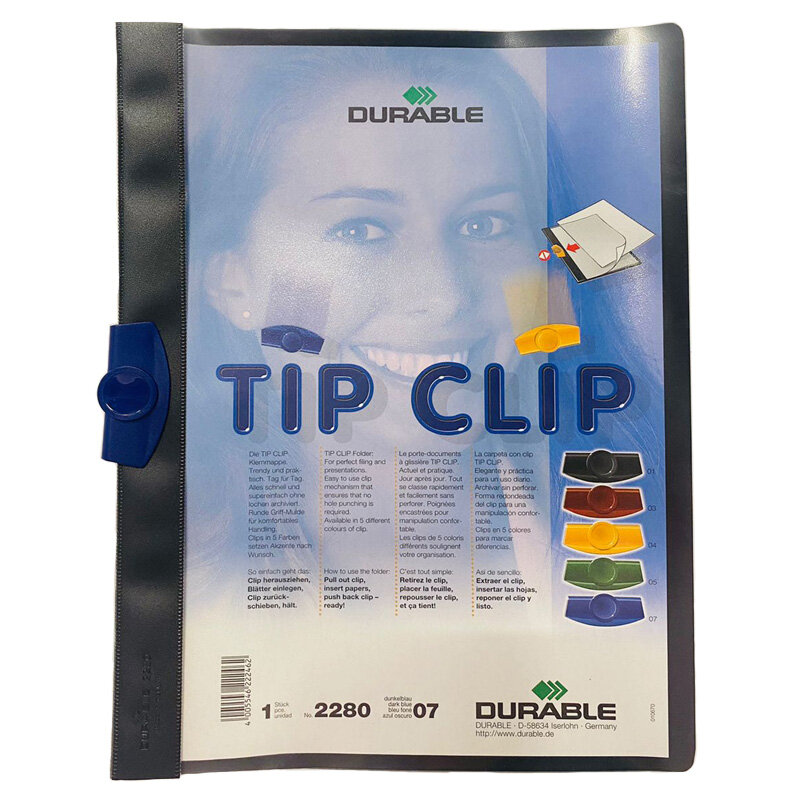 фото Папка с клипом Durable Tipclip, с прижимным механизмом, А4 Синий