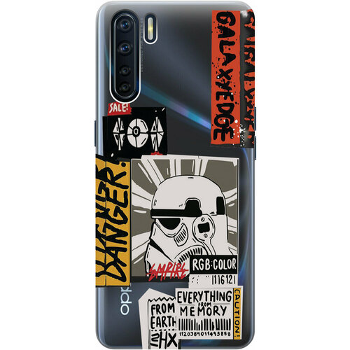 Силиконовый чехол на OPPO A91, Reno3, Оппо А91, Рено 3 с 3D принтом Stormtrooper Stickers прозрачный матовый чехол cute stickers для oppo a91 reno3 оппо а91 рено 3 с 3d эффектом черный