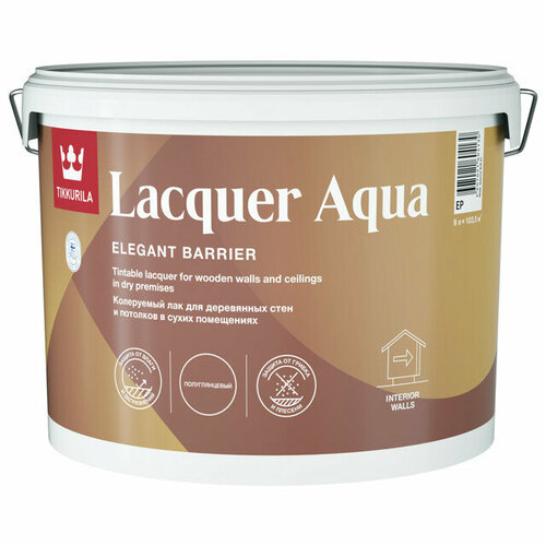 Лак акриловый tikkurila lacquer aqua интерьерный 9л полуглянцевый арт700001141 20349₽