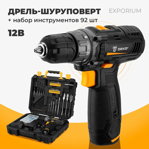 Аккумуляторная дрель-шуруповерт DEKO GCD12DU3 SET5 Li-Ion в кейсе набор инструментов 92 шт 12В 2х15Ач зу 699900₽