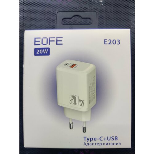 Сетевое зарядное устройство EOFE E203, 20W, USB(A+C), PD3.0 белое