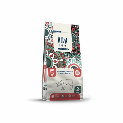 VIDA Super (Вида) Сухой корм для взрослых собак средних и крупных пород с ягненком, курицей и овощами / 2 кг