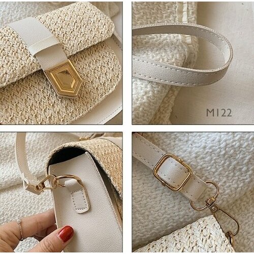 фото Сумка клатч , фактура гладкая, зернистая, плетеная, белый makrame