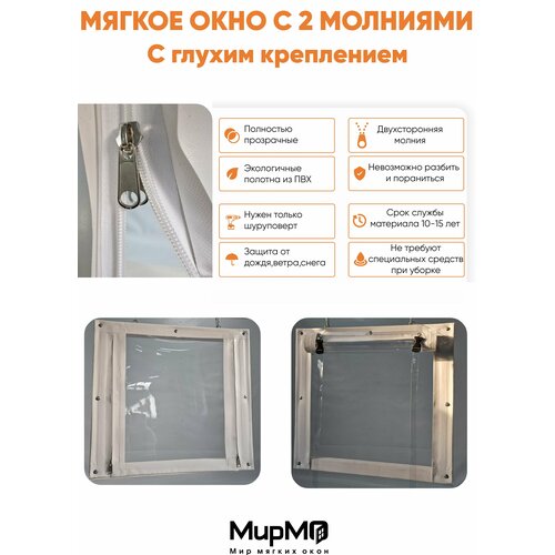 Мягкое окно с молнией (Мягкая дверь) с глухим креплением (Белая окантовка) 235х85 см