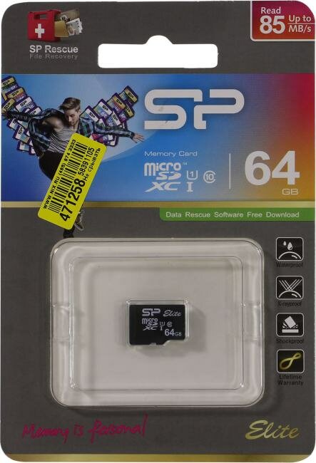 Карта памяти Silicon Power microSDXC 64 ГБ Class 10, UHS-I, R/W 85/15 МБ/с - фото №9