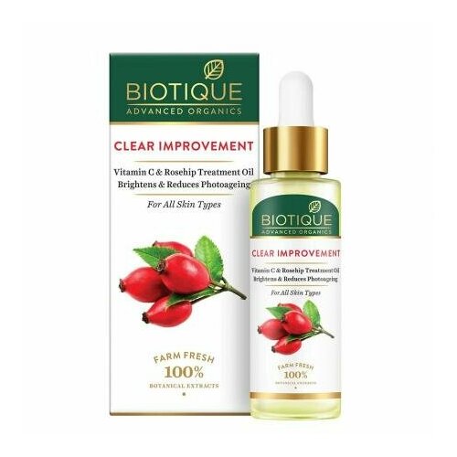 Biotique Масло для лица с витамином С и шиповником Advanced Organics Clear Improvement Vitamin C & Rosehip Treatment Oil 30мл