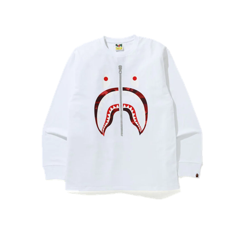 Толстовка A BATHING APE Shark L/S Tee (SS23), размер S, белый черный кардиган с вышивкой bape