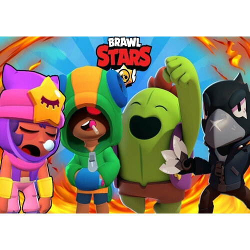 Плакат Brawl Stars, Четвёрка легендарок на баннере, 5942см. А2