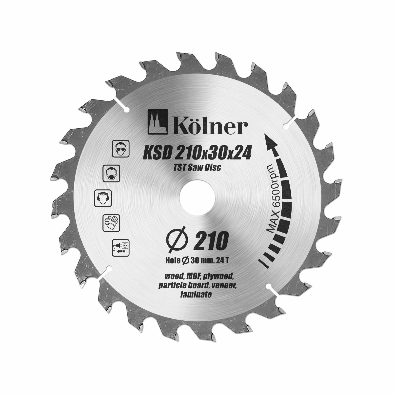 Kolner KSD 210*30*24 (50шт) Пильный диск макс. число оборотов 7600об/мин 1шт в блистере