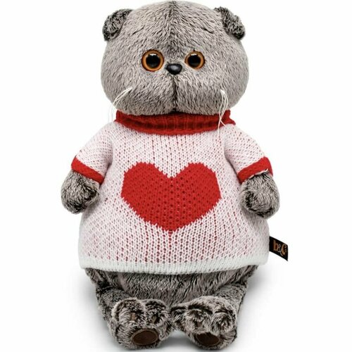 Кот Басик Ks30-249 в свитере с сердцем 30 см Будабаса Basik Budibasa