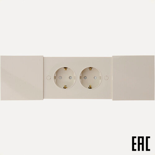 Изображение товара Розетка Schneider Electric Atlas Design ATN000228 двойная "евро" со шторками и крышками скрытой проводки бежевая