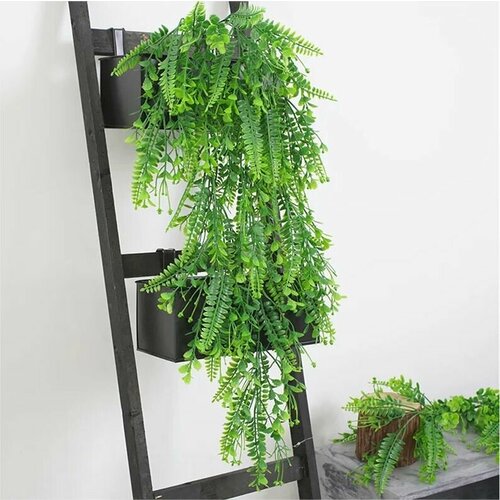 Декоративное искусственное растение Бостонский Папоротник 82 см / Большая подвесная ампельная ветвь Бамбука Good4U / зелень для декора дома