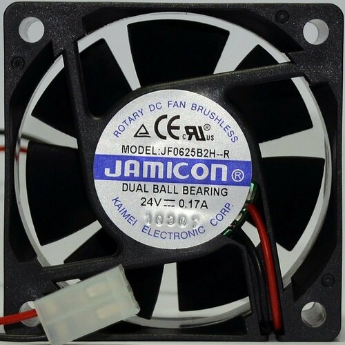 JAMICON вентилятор JF0625B2H 60х60х25 24В с разъемом 2 конт. MOLEX 5239-2(PHU-2) С00037057