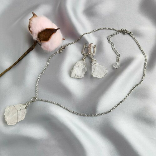 фото Комплект бижутерии: цепь, серьги, подвеска, горный хрусталь камни елены