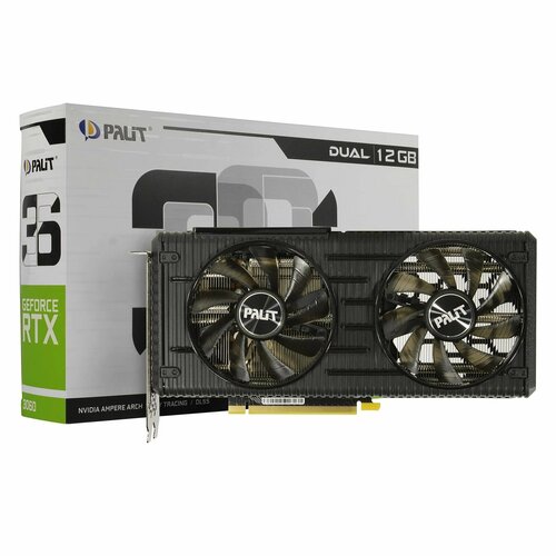 Видеокарта Palit GeForce RTX 3060 Dual 12 ГБ (GDDR6, 192 бит, GPU boost 1777 МГц, DPх3, HDMI)
