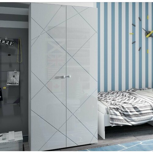 Шкаф распашной Абрис (2020x881x443) Белый глянец