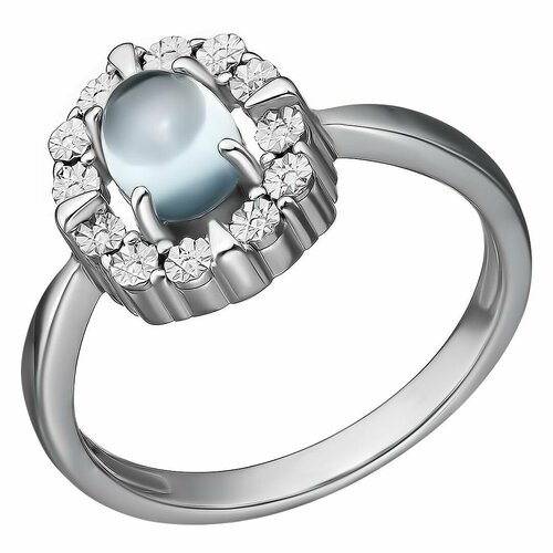 фото Перстень серебряное кольцо 925 пробы с топазом, серебро, 925 проба, родирование, топаз, размер 19, голубой, серебряный uvi ювелирочка