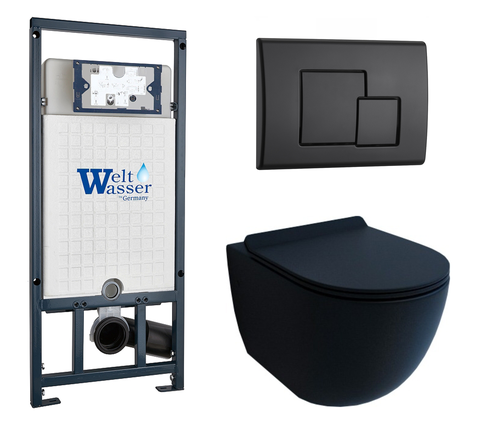 Комплект 3 в 1 инсталляция WeltWasser WW Marberg 507 + Унитаз подвесной Esbano Garcia черный с кнопкой черной SE 10000005949 + 10000010239 + ESUPGARCBM