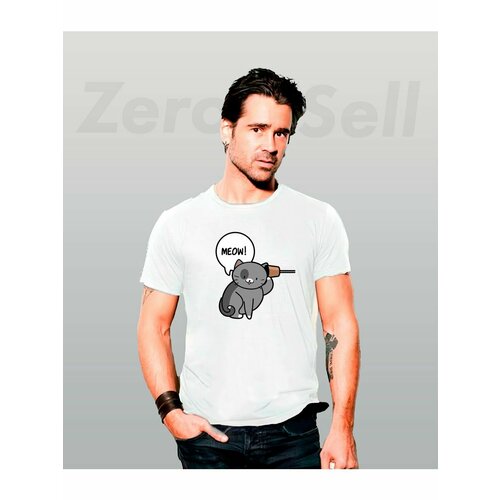 фото Футболка футболка парная хлопковая серый кот, размер 4xl, белый zerosell