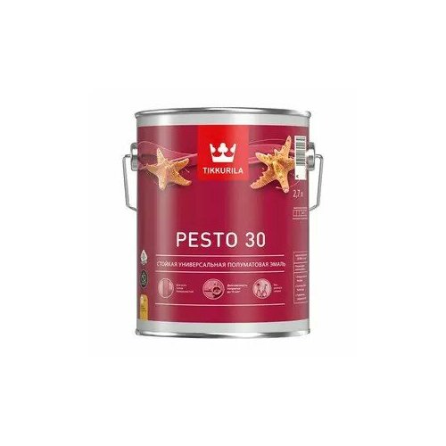 Эмаль алкидная Tikkurila Pesto 30 база А полуматовая 2,7 л tikkurila miranol эмаль алкидная 9л база а