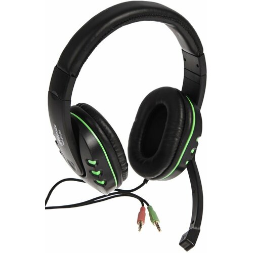Наушники с микрофоном Ritmix RH-555M черно-зеленые 90400₽