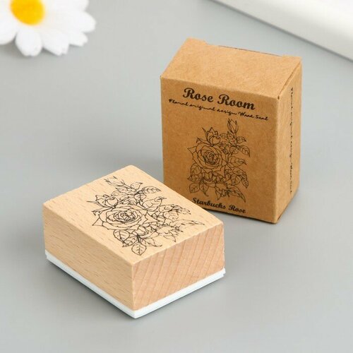 Печать дерево резина Кустовая роза 5х4х25 см 356₽