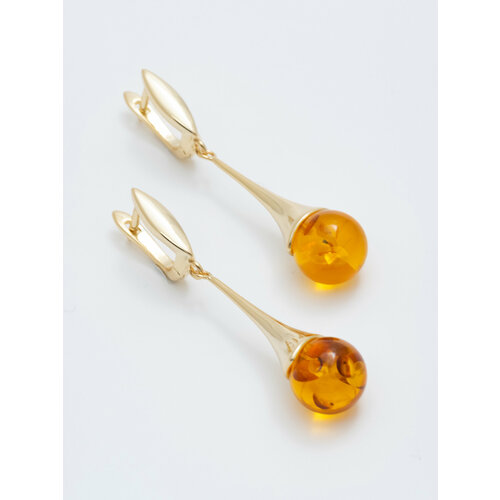 Серьги ЖемАрт янтарь золотой желтый 1550₽