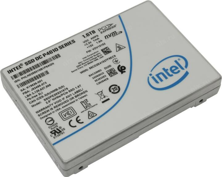 SSD накопитель INTEL DC P4610 1.6ТБ, 2.5", PCI-E x4, NVMe, U.2 SFF-8639 - фото №16