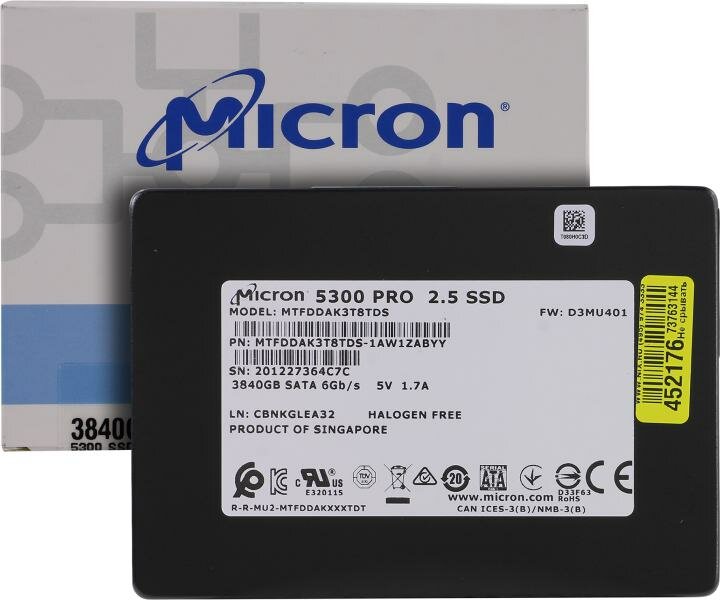 Твердотельный накопитель Micron 5300 PRO 3.8 ТБ SATA MTFDDAK3T8TDS-1AW1ZABYY Crucial - фото №16