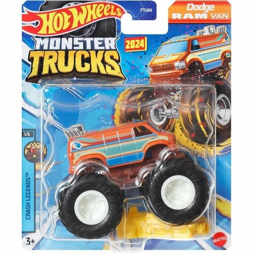 HTM24 Машинка металлическая игрушка Hot Wheels Monster Trucks Монстр трак коллекционная модель DODGE RAM VAN металлическая коллекционная машинка hot wheels хот вилс серия monster trucks dodge ram