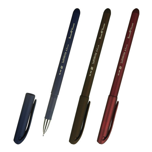 Ручка шариковая масляная BRUNO VISCONTI SoftWrite, синяя, Zefir, корпус ассорти, узел 0,5 мм, линия письма 0,4 мм 20-0205, 24 штуки в упаковке