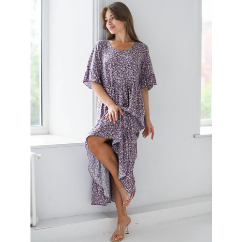 фото Платье текстильный край, размер 52, лиловый, фиолетовый