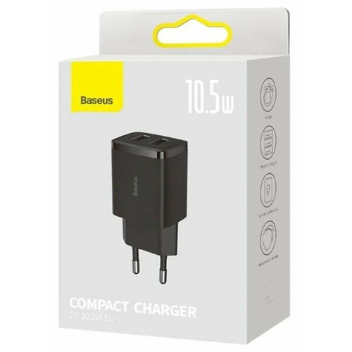 Сетевое зар. устр. Baseus Compact 10.5W 2USB (CCXJ010201) черное