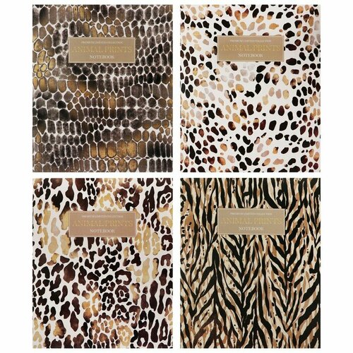 Полином Тетрадь 48л кл Animal Print, обл мел карт, лам SoftTouch, бл офс, 4В микс