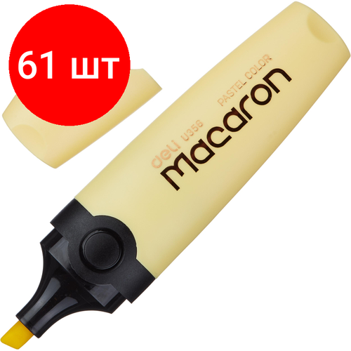 Комплект 61 штук, Маркер текстовыделитель Macaron, скошенный наконечник, 1-5 мм, желтый