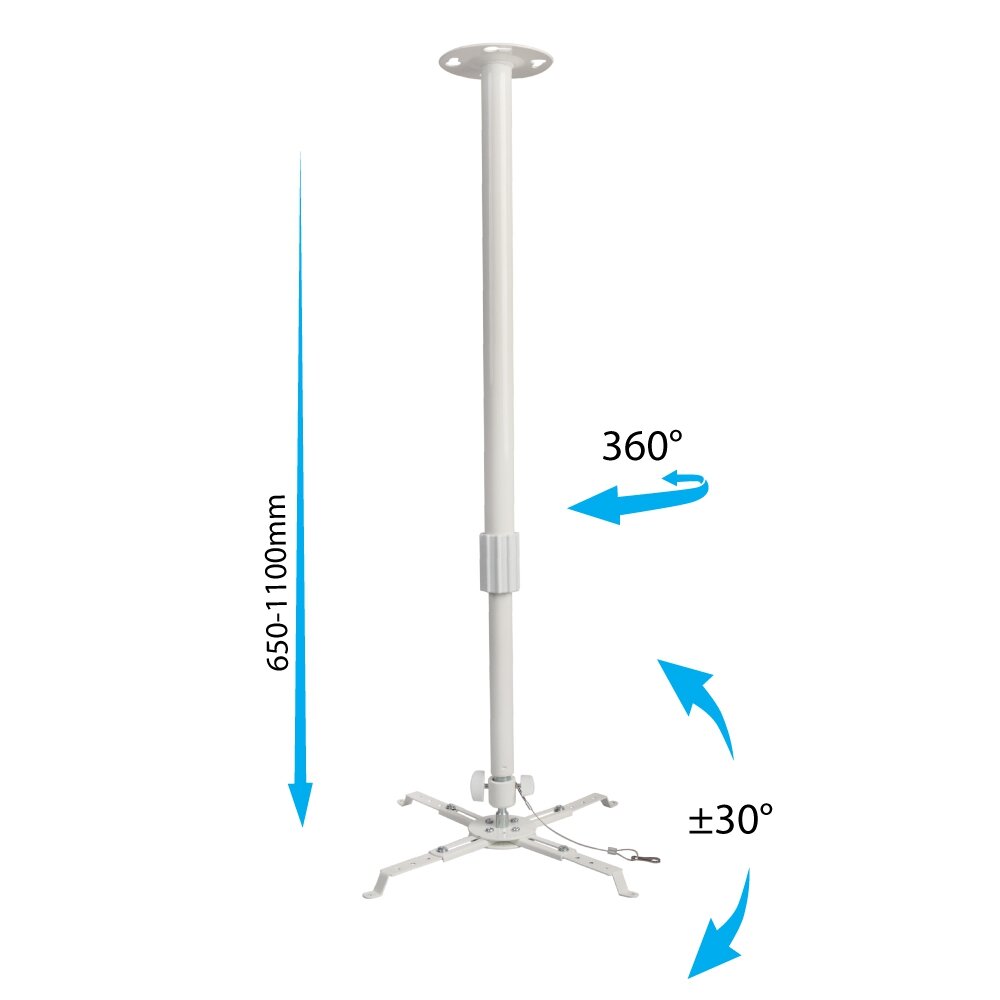 Кронштейн для проектора Kromax PROJECTOR-300, до 10кг, потолочный, поворот и наклон, белый [20108]