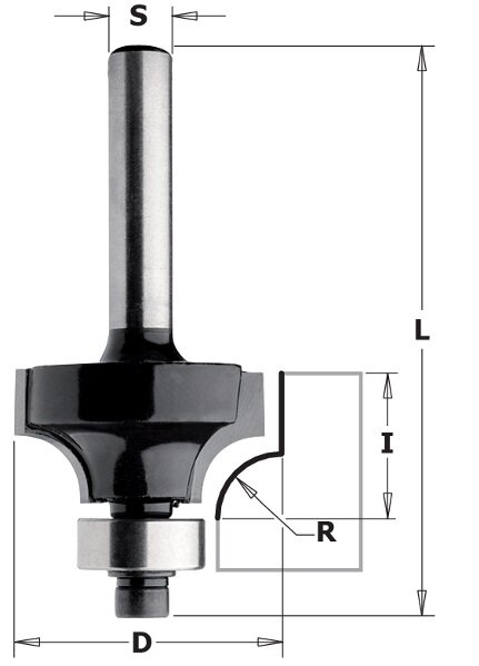 Фреза концевая CMT-contractor внутр. радиус R=9,5 (нижн. подш.) S=8 D=31,7x14 CMT K938-317