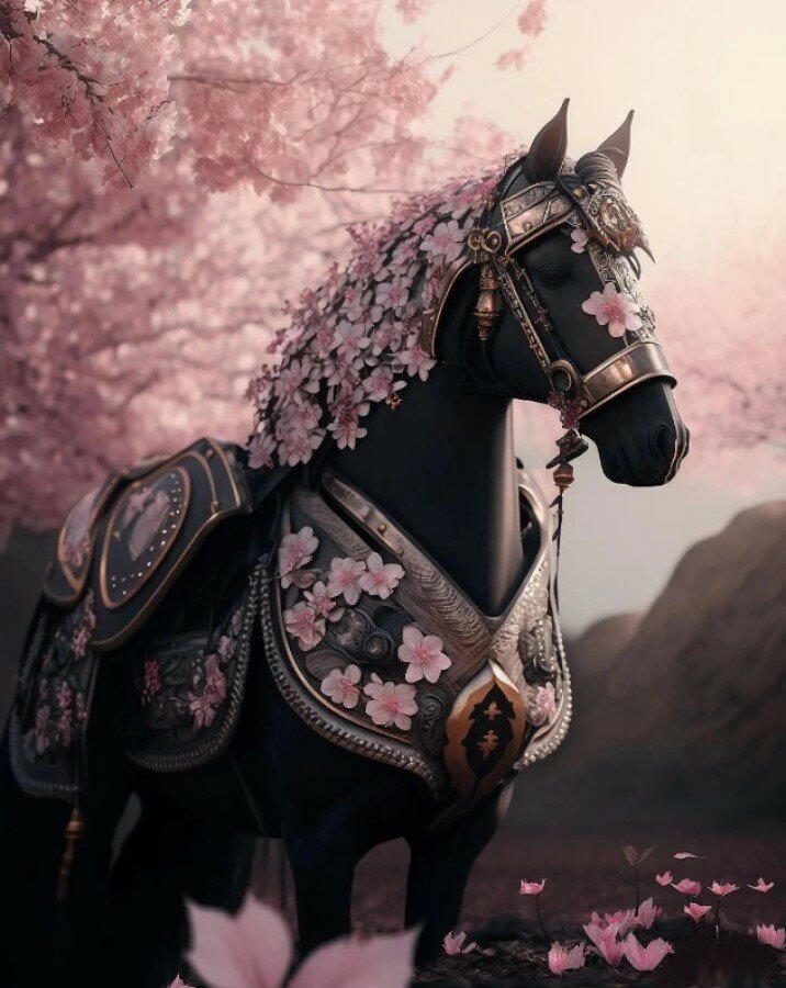 фото Алмазная мозаика 40x50 см. на холсте с подрамником (картина стразами, алмазная вышивка) Черный конь в доспехах