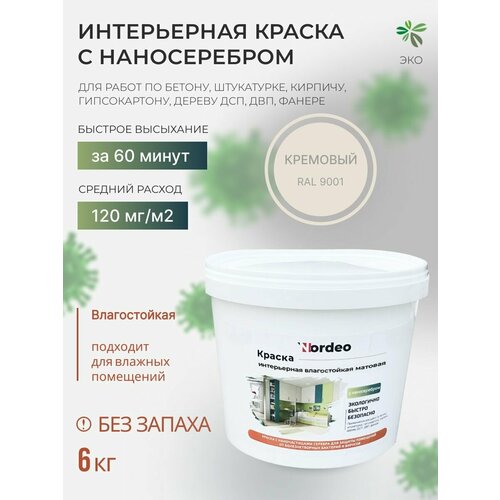 Интерьерная краска для стен, гостиной, RAL9001 6 кг